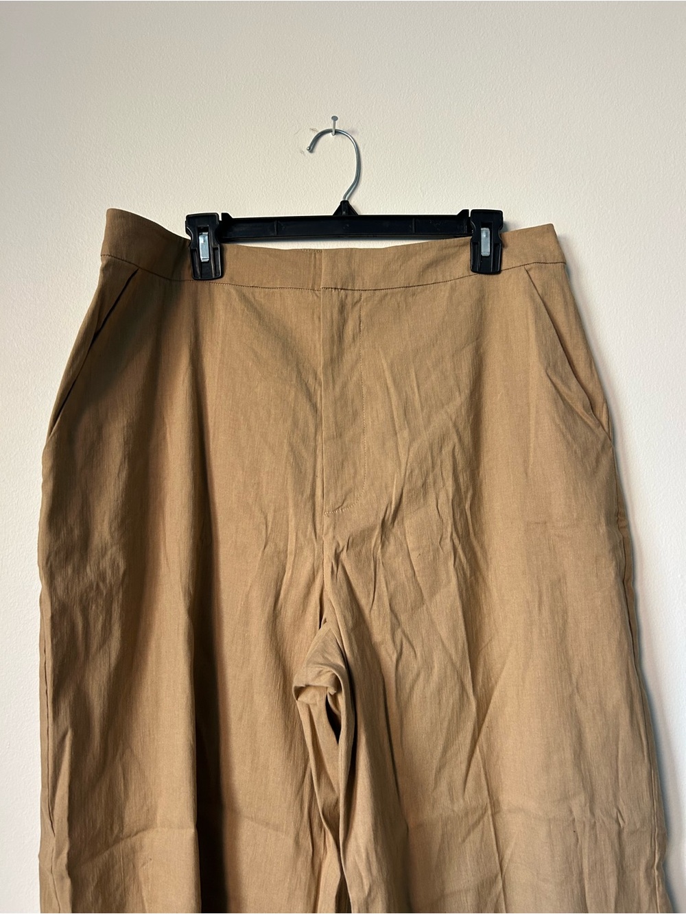 Jenni Kayne Linen Keaton Pants Khaki Wide Leg Trousers Size 14 NWT Luxury Work - Picture 3 of 14
